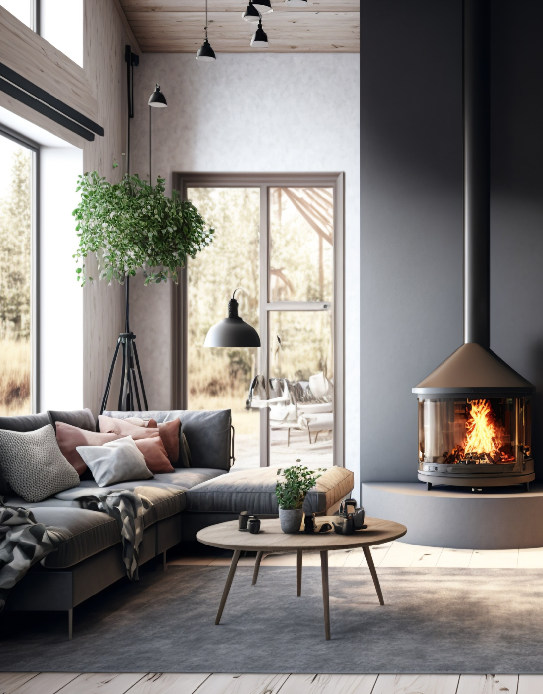 趣味のバイクを整備する男性がいるガレージ